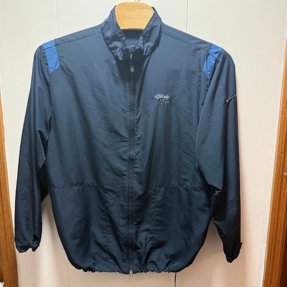 Nike Golf Torrey Pines Mens XXL Windbreaker Jacket Navy Blue Full Zip Mock Neck